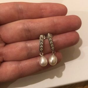 Sterling silver faux pearl drop earrings